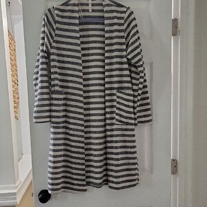 Striped Open-Front Women's Duster Cardigan
